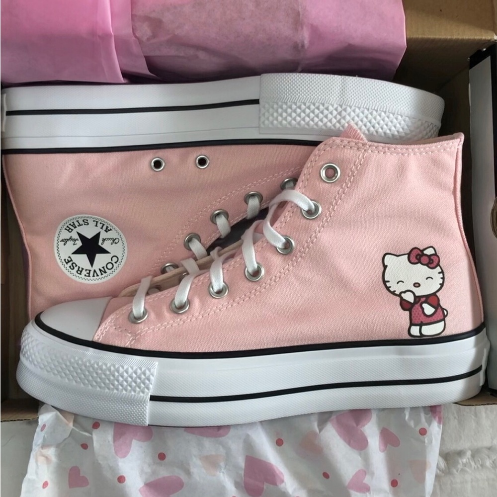Pink Platform Hello Kitty Converse